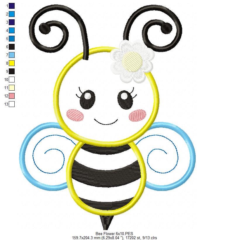 Bumble Bee Applique Embroidery Design – Machine Stitch Out (digital ...