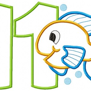 Fish Number Embroidery Designs Bundle: Ocean Birthday Applique (Digital Download) image 12