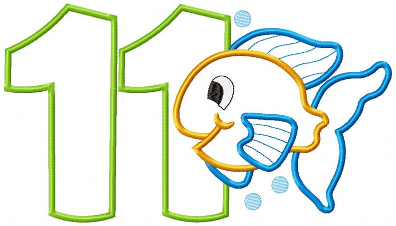 Fish Number Embroidery Designs Bundle: Ocean Birthday Applique (Digital Download) image 12