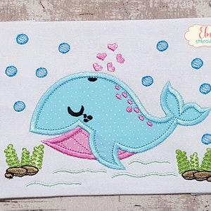 Cute Whale - Applique Embroidery Design - 4x4 5x4 5x7 5x8 6x10 - Machine Embroidery Design - Whale applique - Sea Animals Embroidery