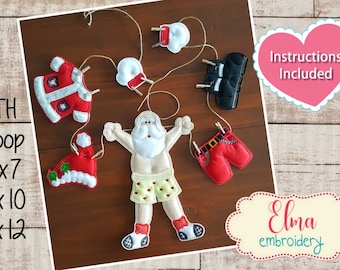 Nikolaus Banner ITH Stickdatei: Weihnachtsapplikation (5x7 6x10 7x12) (Anleitung inklusive)