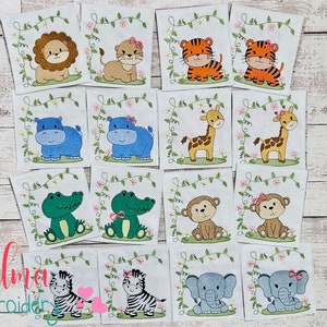 Safari Animals Embroidery Design: Fill Stitch (3x3 4x4 5x5 6x6 7x7) (Digital Download)