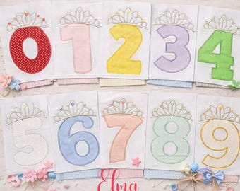 Princess Crown Birthday Number 9 NINE Tshirt Kids Party Outfit 