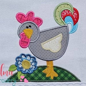 Farm Rooster Applique - Machine Embroidery Design (4x4 5x5 6x6 7x7)
