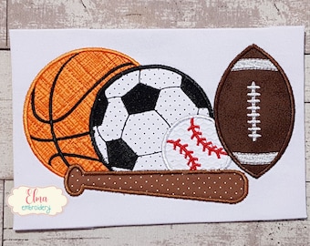 Sportbälle Applikation - Maschinenstickerei (4x4 5x4 5x7 5x8 6x10 7x12)