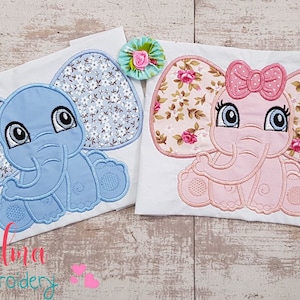 Elephant Boy and Girl Big Ears - Machine Embroidery Design - Applique - Animal Embroidery - 4x4 5x4 5x7 5x8 6x10 7x12 - Elephant Applique