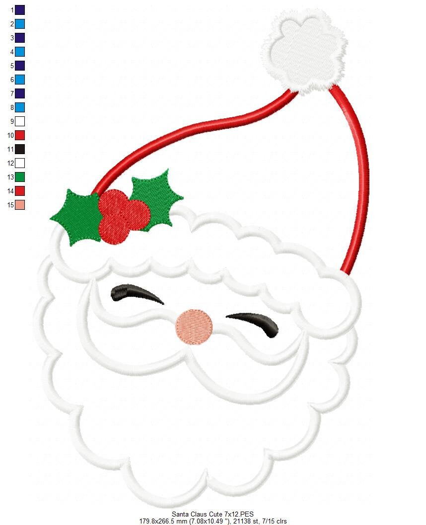Christmas Santa Applique – Machine Embroidery Design (digital