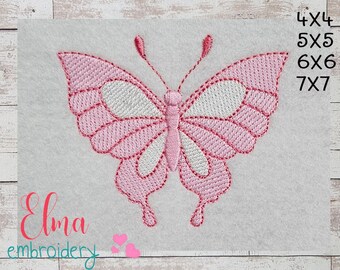Zierlicher Schmetterling Maschinenstickerei: Wellenstich (Digitaler Download)