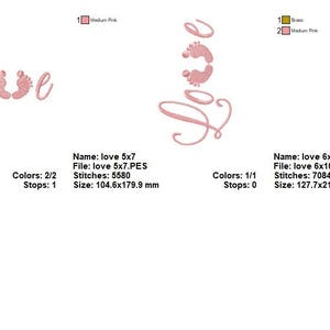Love Baby Feet Embroidery Design: Newborn Nursery Decor (Digital Download) image 6