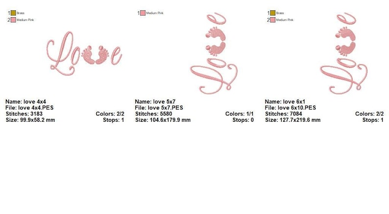 Love Baby Feet Embroidery Design: Newborn Nursery Decor (Digital Download) image 6