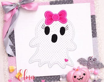 Ghost Girl Appliqué Embroidery Design: Sweet Halloween Decor (Digital Download)