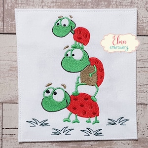 Three Bugs - Machine Embroidery Design - Fill Stitch Embroidery - Animal Embroidery - 4x4 5x4 5x7 6x10 7x12 - Ladybug Applique