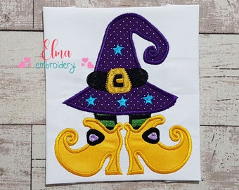 Witch Hat and Shoes Applique - Halloween Embroidery Design (4x4 5x5 6x6 7x7)