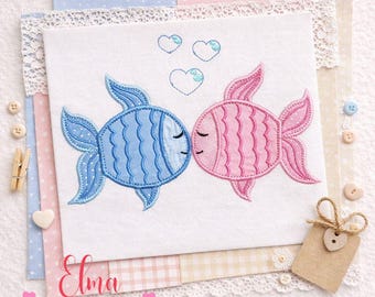Two Little Fish Appliqué Embroidery Design: Ocean Baby Projects (Digital Download)
