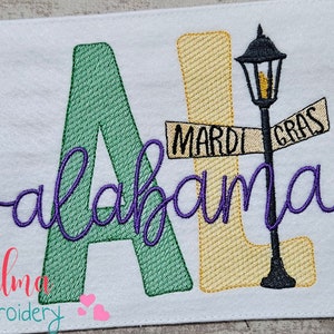 Alabama Mardi Gras Embroidery Design: Fill Stitch (Digital Download)