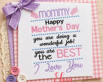 Mama ik hou van jou borduurontwerp Moederdag offerte cadeau (digitale download)