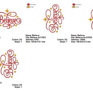 Believe Embroidery Design: Elegant Christmas Lettering with Stars – Holiday Home Decor (Digital Download) image 7
