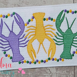 Flusskrebs Mardi Gras Stickdatei: Wellenstich (4x4-7x12) (Digitaler Download)