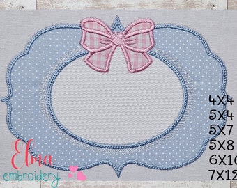 Bow Frame Applique – Machine Embroidery Design (Digital Download)