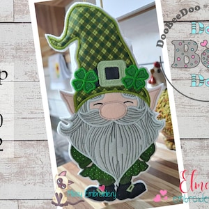 Capa para porta-toalhas de papel Gnome St Patrick ITH Project - Aplique - 5x7 6x10 7x12 - Instruções de design de bordado à máquina incluídas