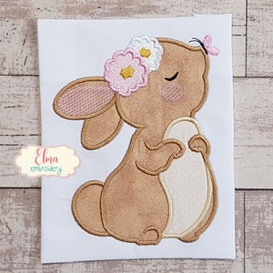 Bunny Girl and Butterfly - Machine Embroidery Design - Applique - Animal Embroidery - 4x4 5x4 5x7 5x8 6x10 7x12 - Easter Bunny Embroidery