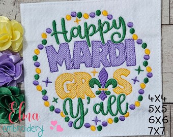 Mardi Gras Embroidery Design: Rippled Stitch Fleur-de-Lis (Digital Download)