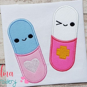 Medicine Pills - Applique embroidery design - 4x4 5x5 6x6 7x7 - Doctor Embroidery - Medicine Applique Embroidery - Pills Embroidery