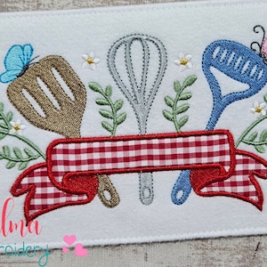 Kitchenware Banner Machine Embroidery Design: Applique (5x7 5x8 6x10 7x12) (Digital Download)