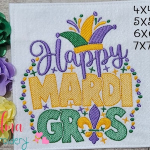 Motif de broderie Machine joyeux mardi gras : point ondulé (téléchargement numérique)
