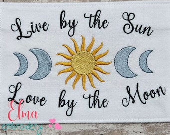 Sun and Moon Embroidery Design: Celestial Quote (Digital Download)