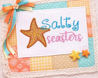 Salty Seasters Appliqué Embroidery Design Beach Starfish (Digital Download)