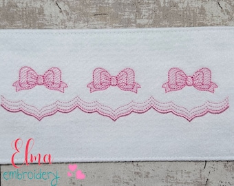 Bow Border Machine Embroidery Design – Lace Fill Stitch (Digital Download)