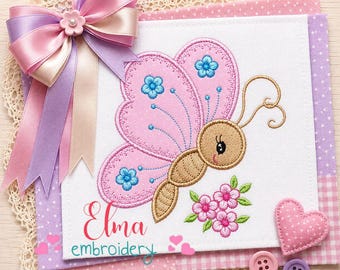 Butterfly Floral Applique Embroidery Design - Garden Wings Pattern (Digital Download)