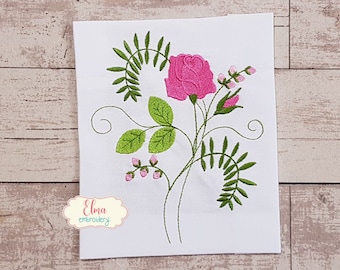 Rose Bouquet Fill Stitch Embroidery Design (Digital Download)