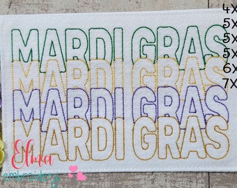 Mardi Gras Bean Stitch Machine Embroidery Design (Digital Download)