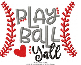 Play Ball Yall 野球刺繍デザイン（デジタルダウンロード） - Etsy 日本