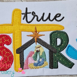 Nativity True Story - Applique - 5x4 5x7 5x8 6x10 7x12 - Christmas Embroidery - Machine Embroidery Design - Nativity Patterns