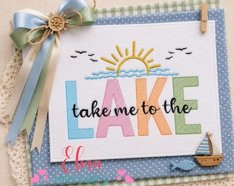 Lake Life Embroidery Design: Summer Fill Stitch (Digital Download)