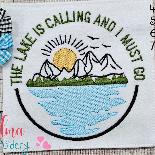 The Lake is Calling and I Musto Go - Machine Embroidery Design - Fill Stitch - Summer Embroidery - 4x4 5x5 6x6 7x7 - Lake Embroidery
