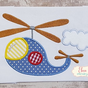 Helicopter and Cloud Applique - Machine Embroidery Design (Digital Download)