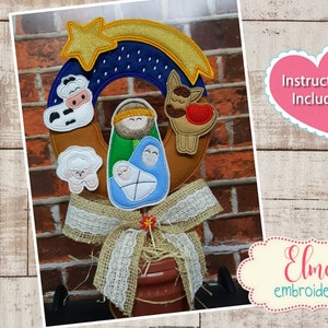 Christmas Nativity Applique: ITH Machine Embroidery Design (5x7 6x10 7x12)