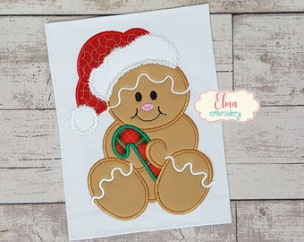 Gingerbread Santa Applique Embroidery Design (Digital Download)