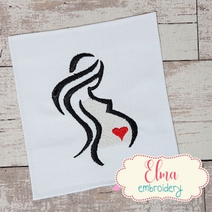 Pregnant Woman with Heart - Machine Embroidery Design - Fill Stitch Embroidery - 4x4 - Pregnancy Embroidery - Baby Embroidery