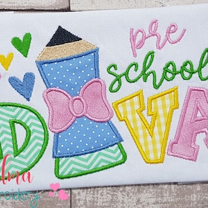 Lápis Pre School Diva - Applikationen - 5x7 5x8 6x10 7x12 - Bordüre in Maschine - Bordüre in schwarz