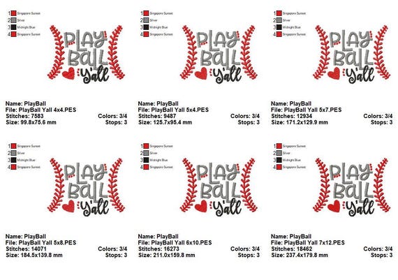 Play Ball Yall Baseball Embroidery Design (digital Download