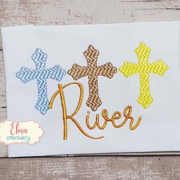 Cross Trio - Fill Stitch Embroidery - 3x3 4x4 5x4 5x7 5x8 6x10 7x12 - Machine Embroidery Design - Religious Embroidery - Three Cross Pattern