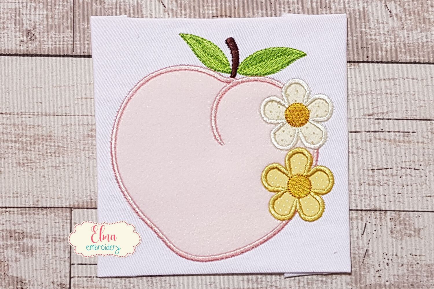 Peach Fruit With Flowers Applique Sweet Peach Embroidery Etsy UK