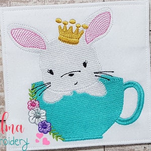Prince Bunny Embroidery Design: Easter Animal Fill Stitch (Digital Download)