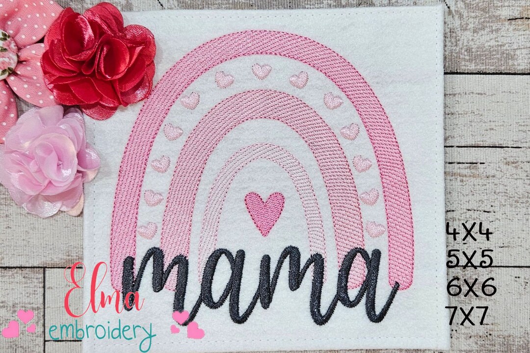 Mama Rainbow Hearts Machine Embroidery Design (digital Download) - Etsy