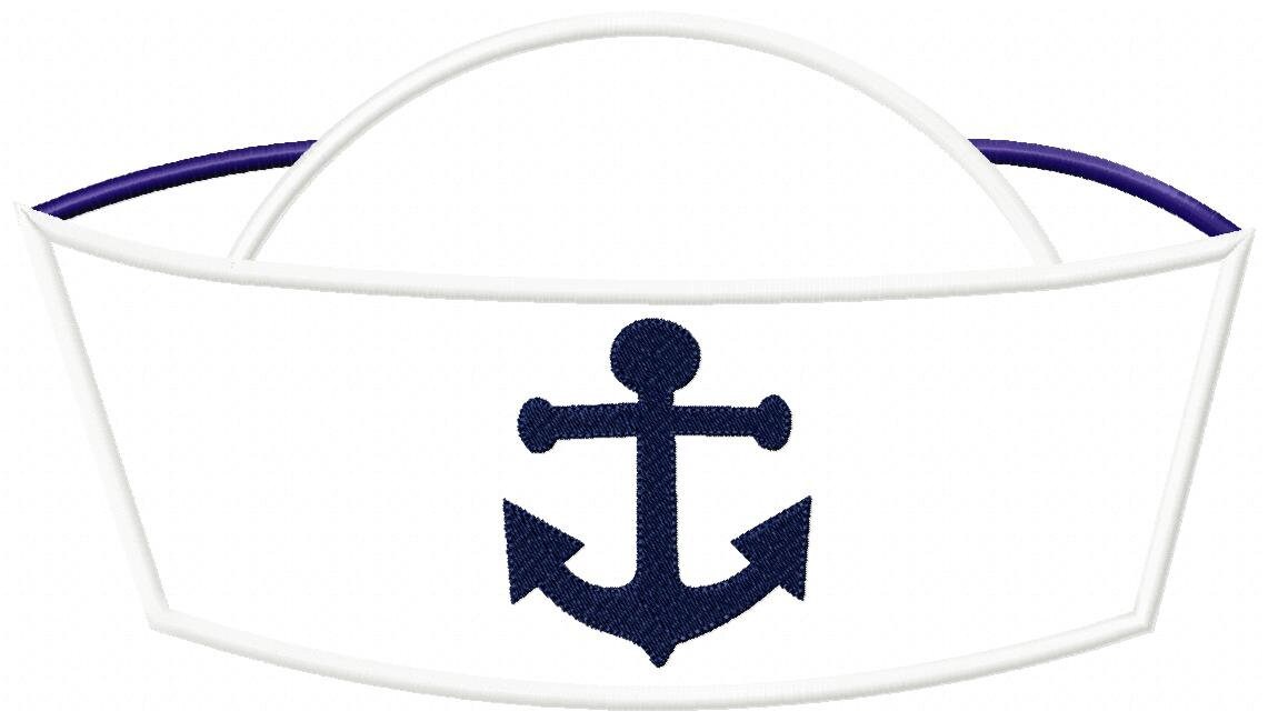 Sailor Hat Applique 4x4 5x7 6x10 7x12 Machine Embroidery Etsy UK